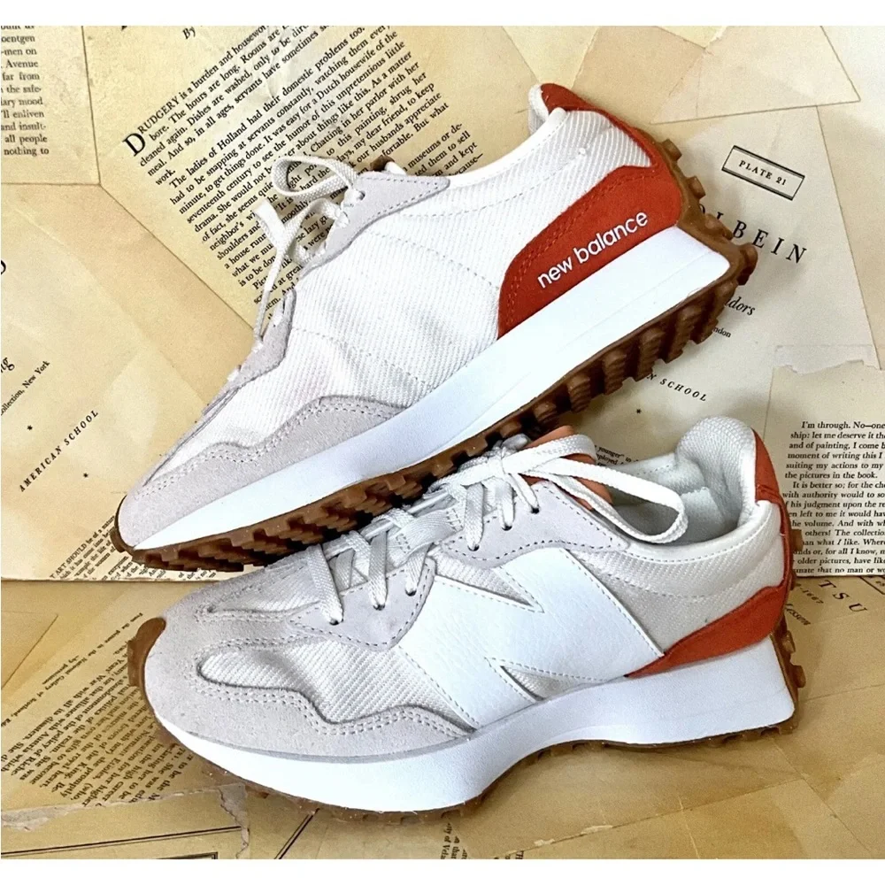 Free People New Balance 327 Sneakers Reflection Tan White Rust - Picture 5 of 9